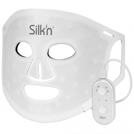Mască fototerapeutică pentru față Silk'n LED Face Mask 100 FLM100PE1001, autonomie de 130 de minute, 4 moduri, sesiune de 10 minute, design flexibil, alb