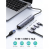 Stație de andocare 5-în-1 UGREEN CM418, PD 100 W, USB-C către 1xUSB-C (PD)/2xUSB-A/1xHDMI/RJ45, 4K la 30 fps, gri