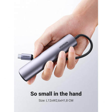 Stație de andocare 5-în-1 UGREEN CM418, PD 100 W, USB-C către 1xUSB-C (PD)/2xUSB-A/1xHDMI/RJ45, 4K la 30 fps, gri