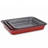 Set tavi de copt Oliver Voltz OV51222RS3, 3 buc, Acoperire din ceramica si marmura, Otel carbon, Fara PFOA, Rosu melanj