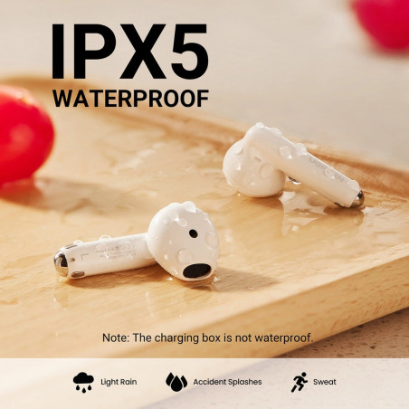 Casti fara fir UGREEN HiTune H5 TWS WS201, 6 ore, Reducere activa a zgomotului (ANC), IPX5, Cpmandă tactila, Bluetooth 5.3, Alb