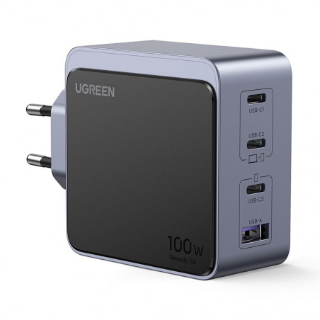 Încărcător UGREEN GaN X565, PD 3.0 100 W, 3xUSB-C/1xUSB-A, tehnologie GaN, ,  Gri