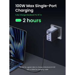 Încărcător UGREEN GaN X565, PD 3.0 100 W, 3xUSB-C/1xUSB-A, tehnologie GaN, ,  Gri