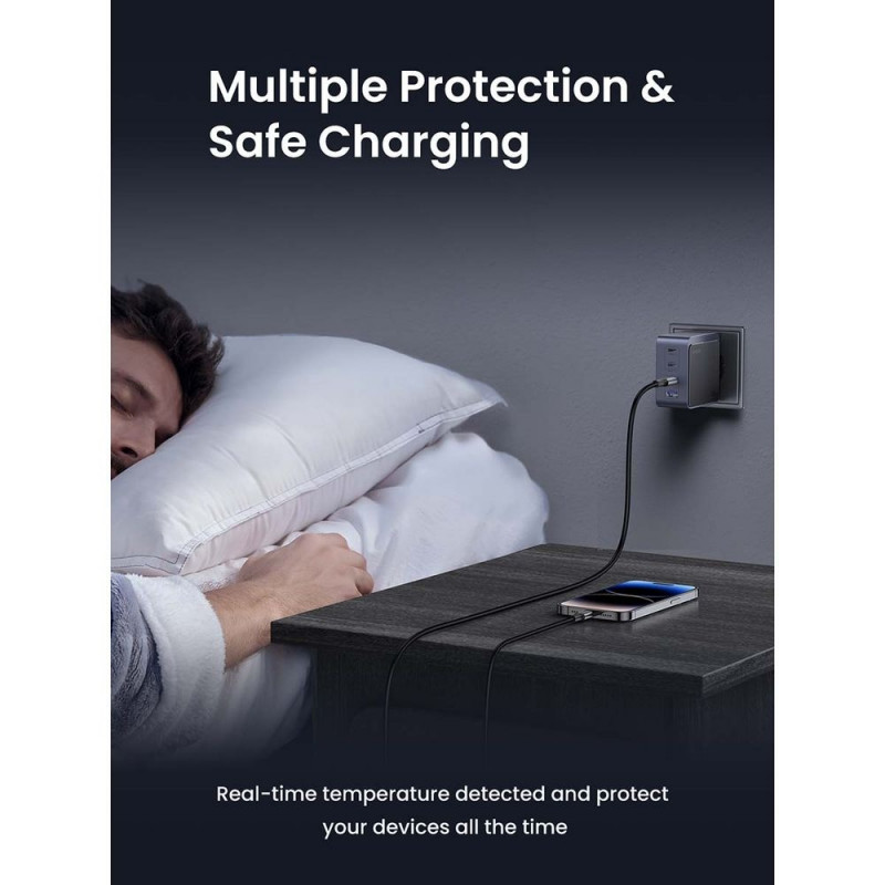 Încărcător UGREEN GaN X565, PD 3.0 100 W, 3xUSB-C/1xUSB-A, tehnologie GaN, ,  Gri