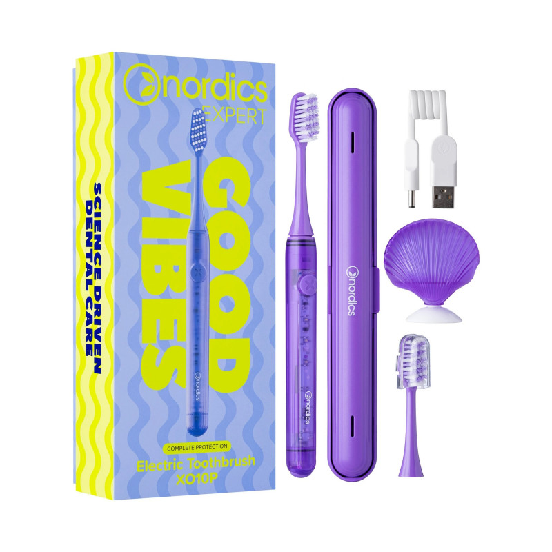 Perie de dinți electrică Nordics XO10P SOFT, 3 moduri, IPX7, cronometru cu intervale de 30 de secunde, autonomie de 120 de zile, USB-C, violet
