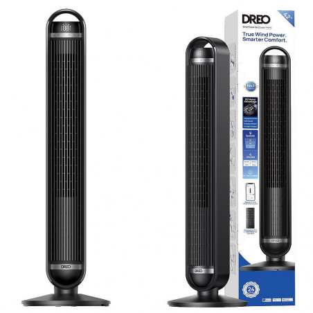 Ventilator turn Dreo Cruiser TF611S, 107 cm, 2501 m³/h, 9 viteze, 4 moduri, oscilație, aplicație mobilă, negru