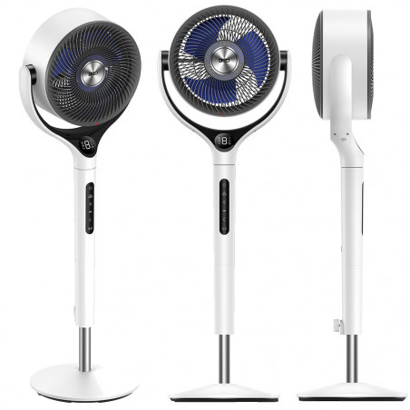 Ventilator Dreo TurboPoly™ Fan 565S, 36 W, 6 moduri, 9 viteze, oscilație 3D 120°, aplicație mobilă, Wi-Fi, RGB, HyperSilent, alb