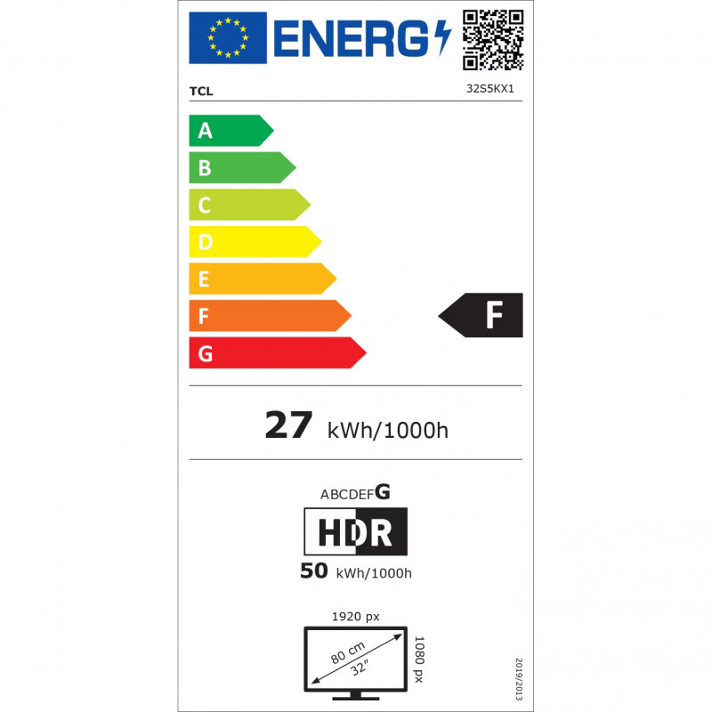 Smart televizor TCL 32S5K, 32″ (80 cm), Full HD 1920×1080, Clasa de eficienta energetica F, Android, QLED, Wi-Fi, HDR10+, Negru