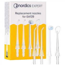 Set de 4 duze de schimb pentru dușul dentar Nordics EA139, Igienă orală completă, Transparent