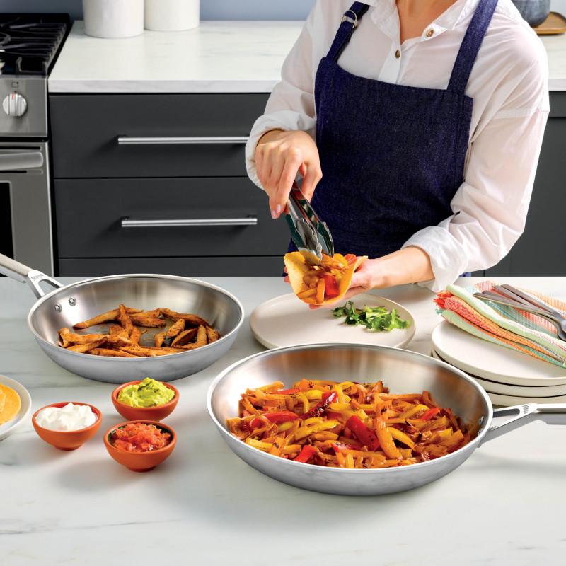 Set de oale și tigaie Ninja EverClad C95000DE, 5 piese, oțel inoxidabil, potrivite și pentru cuptor până la 315 °C, compatibile cu plitele cu inducție, fără PFAS, inox