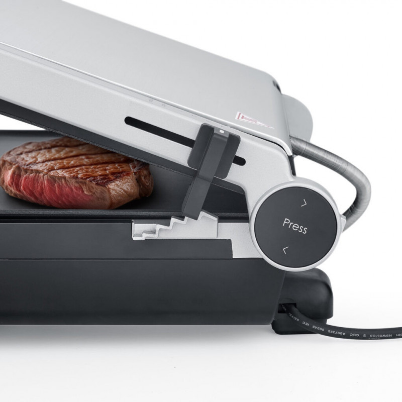 Grătar electric 3 în 1 Caso Germany SteakMaster Pro, 2000 W, 34 x 24 cm, 80-240 °C, acoperire ceramică, cronometru, comandă tactilă, inox/negru