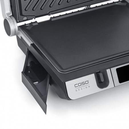 Grătar electric 3 în 1 Caso Germany SteakMaster Pro, 2000 W, 34 x 24 cm, 80-240 °C, acoperire ceramică, cronometru, comandă tactilă, inox/negru