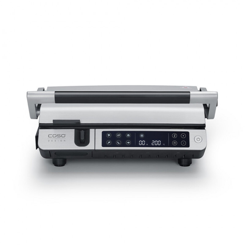 Grătar electric 3 în 1 Caso Germany SteakMaster Pro, 2000 W, 34 x 24 cm, 80-240 °C, acoperire ceramică, cronometru, comandă tactilă, inox/negru