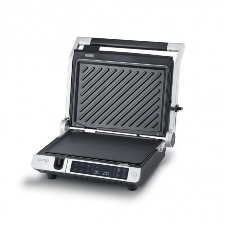 Grătar electric 3 în 1 Caso Germany SteakMaster Pro, 2000 W, 34 x 24 cm, 80-240 °C, acoperire ceramică, cronometru, comandă tactilă, inox/negru