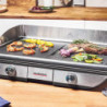 Grătar electric cu plăci mobile Gastroback Advanced Pro 42523, 2300 W, 50 x 30 cm, 90-240 °C, suprafață netedă/striată, antiaderentă, tavă pentru grăsime, negru/inoxidabil