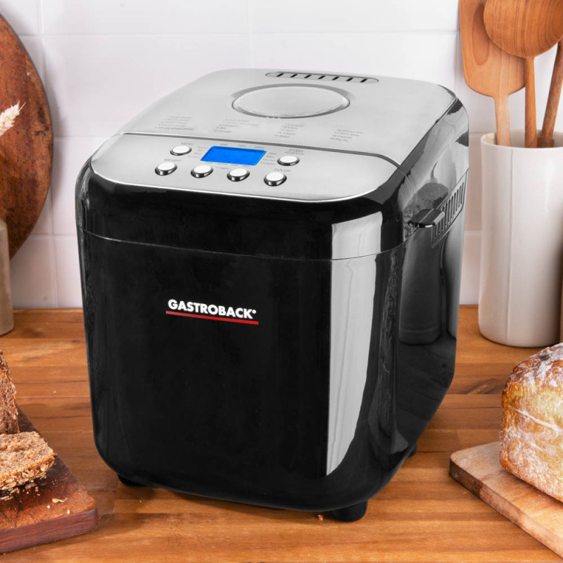 Mașină de pâine Gastroback Design Pro 42822, 500 W, 500-750-1000 g, 19 programe, vas antiaderent, 7 tipuri de pâine, 3 niveluri de coacere, negru