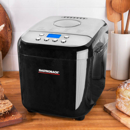 Mașină de pâine Gastroback Design Pro 42822, 500 W, 500-750-1000 g, 19 programe, vas antiaderent, 7 tipuri de pâine, 3 niveluri de coacere, negru