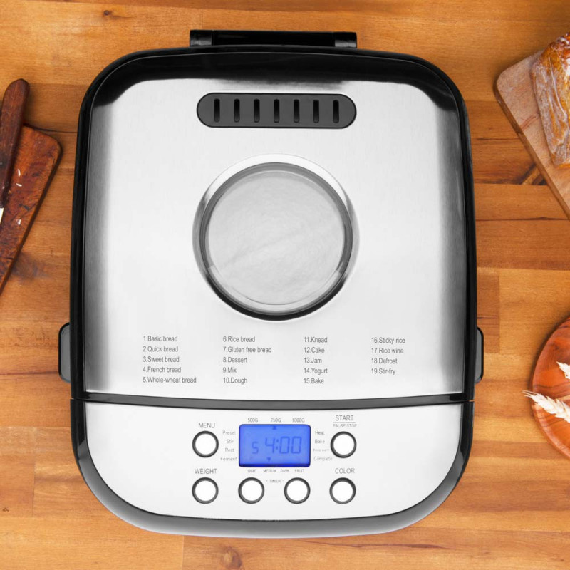 Mașină de pâine Gastroback Design Pro 42822, 500 W, 500-750-1000 g, 19 programe, vas antiaderent, 7 tipuri de pâine, 3 niveluri de coacere, negru