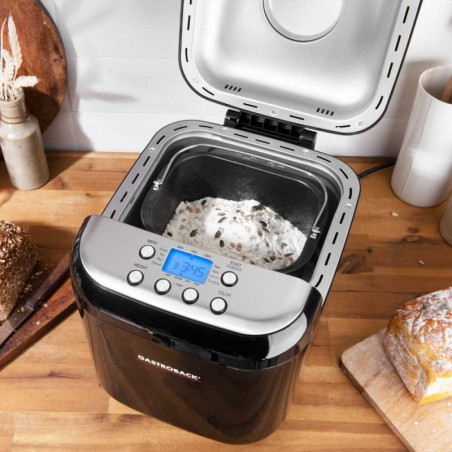 Mașină de pâine Gastroback Design Pro 42822, 500 W, 500-750-1000 g, 19 programe, vas antiaderent, 7 tipuri de pâine, 3 niveluri de coacere, negru