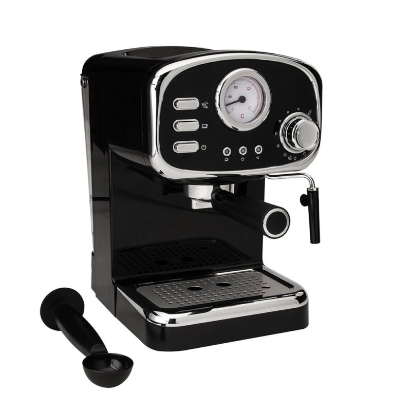 Mașină de espresso de design Gastroback Basic 42615, 1100 W, 15 bari, 1,25 l, încălzitor de cești, piese detașabile, port-filtru, negru