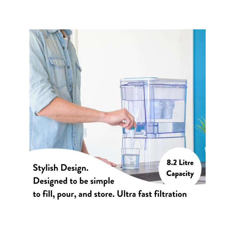 Dispenser de apă filtrată Aqua Optima Perfect Pour WD1003, 8,2 l, filtrare în 5 etape, fără BPA, Evolve+, alb/transparent