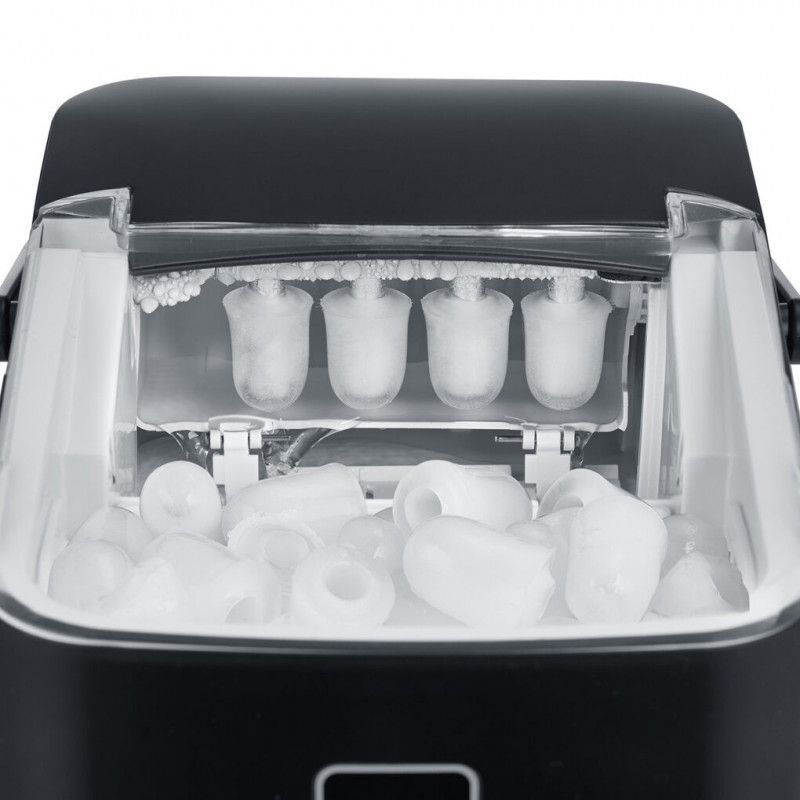 Mașină de gheață Caso IceChef Compact 3401, 120 W, 1 l, 12 kg/24 ore, 2 dimensiuni, Autocurățare, Cu compresor, Negru mat