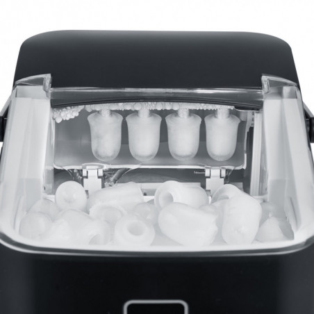 Mașină de gheață Caso IceChef Compact 3401, 120 W, 1 l, 12 kg/24 ore, 2 dimensiuni, Autocurățare, Cu compresor, Negru mat