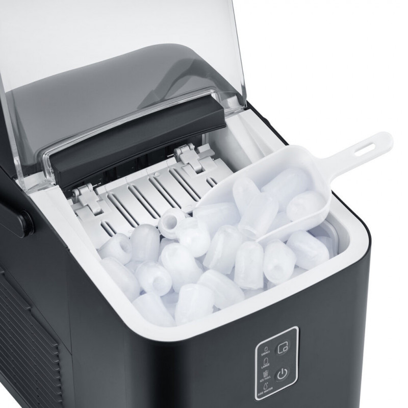 Mașină de gheață Caso IceChef Compact 3401, 120 W, 1 l, 12 kg/24 ore, 2 dimensiuni, Autocurățare, Cu compresor, Negru mat