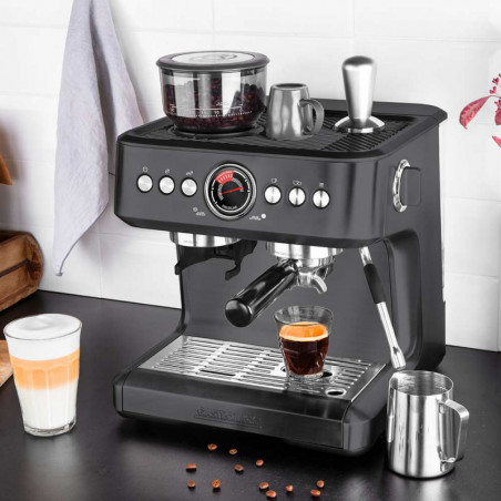 Mașină de espresso Gastroback Advanced Urban Duo 42627, 3000 W, 15 bari, 30 de niveluri de măcinare, Dual Thermoblock, Pre-brew, manometru, negru