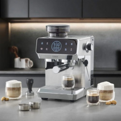 Mașină de espresso Caso EspressoGourmet&Grind, 1500 W, 20 bari, 1,8 l, Ulka, preinfuzie, Cold Brew, comandă tactilă, râșniță, portafiltru, oțel inoxidabil
