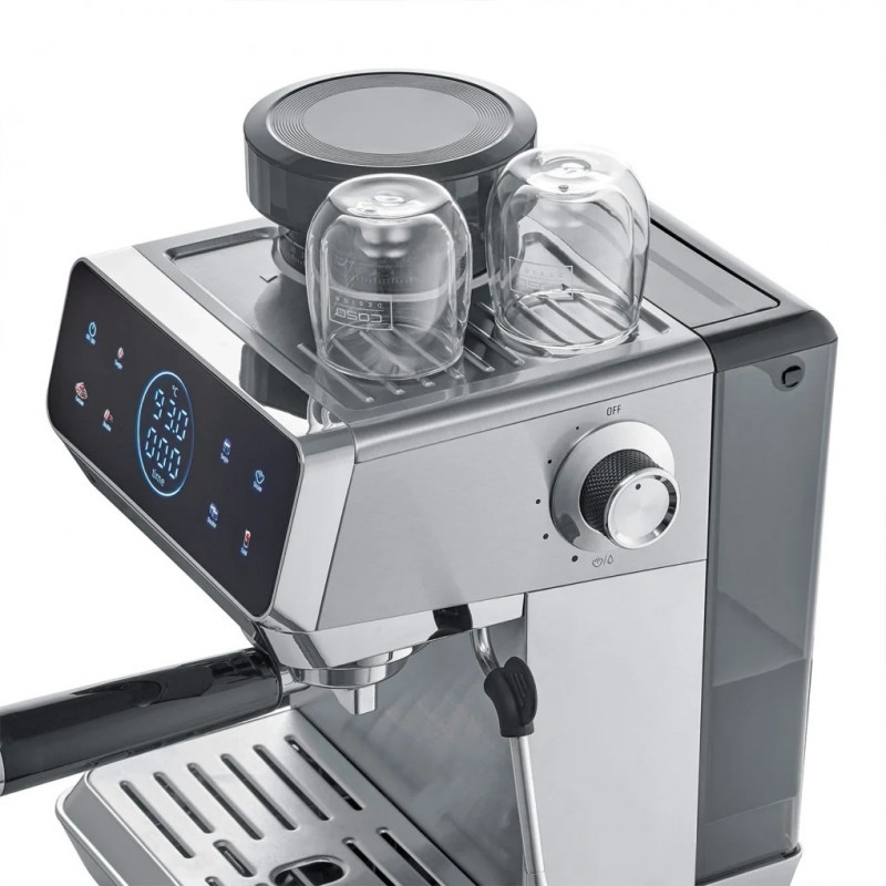 Mașină de espresso Caso EspressoGourmet&Grind, 1500 W, 20 bari, 1,8 l, Ulka, preinfuzie, Cold Brew, comandă tactilă, râșniță, portafiltru, oțel inoxidabil