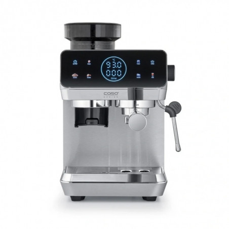 Mașină de espresso Caso EspressoGourmet&Grind, 1500 W, 20 bari, 1,8 l, Ulka, preinfuzie, Cold Brew, comandă tactilă, râșniță, portafiltru, oțel inoxidabil