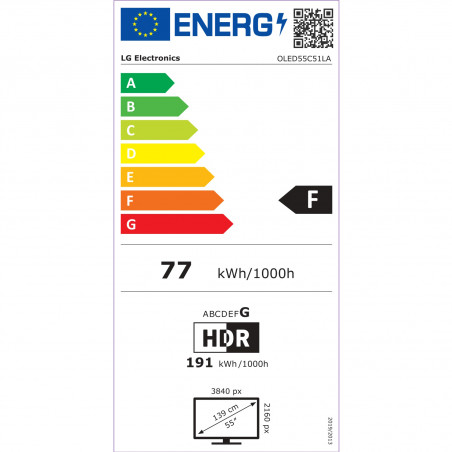 Smart televizor LG OLED55C51LA, 4K Ultra HD 3840 x 2160, 55", Clasa G, OLED, Dolby Vision, AI Upscaling, webOS, Negru