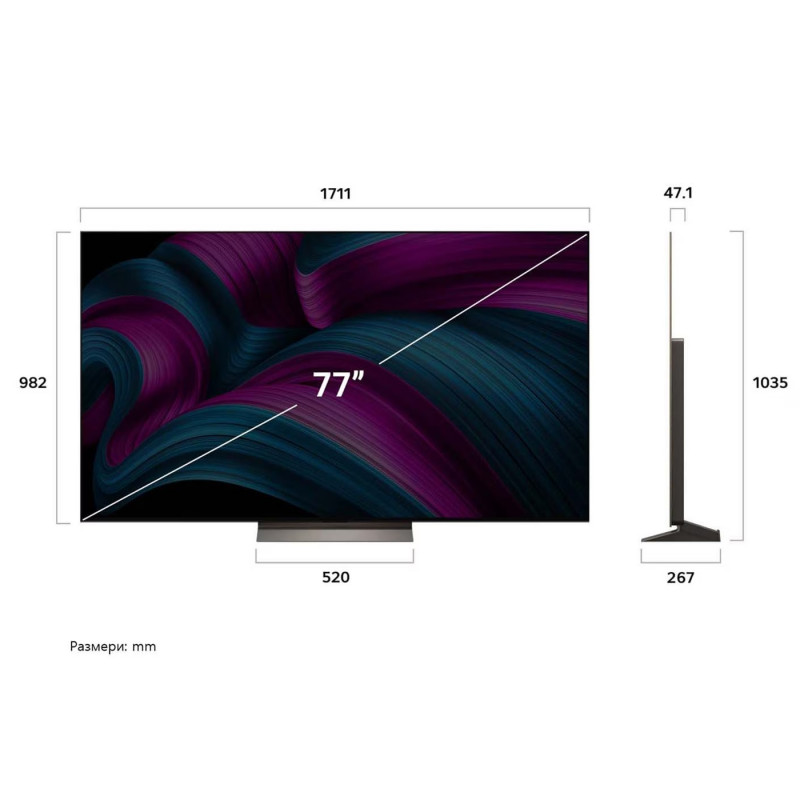 Smart televizor LG OLED77C51LA, 4K Ultra HD 3840 x 2160, 77", Clasa F, OLED, Dolby Vision, AI Upscaling, webOS, Negru