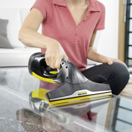 Aparat de curățat geamuri Karcher WV 2 PREMIUM, 100 ml, autonomie de 35 min, până la 105 m², indicator LED, negru/galben