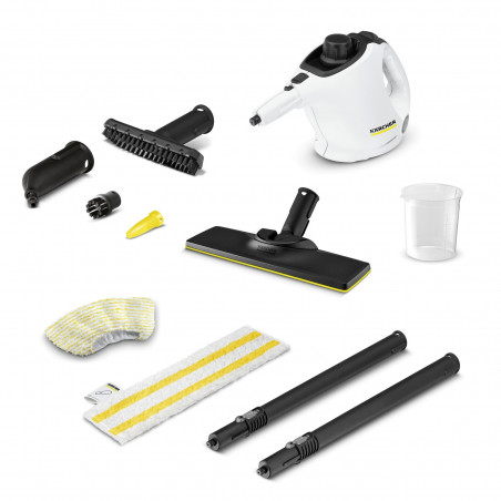 Aparat de curățat cu abur Karcher SC 1 EasyFix, 1200 W, 0,2 l, 3 bari, 20 m², Încălzire în 3 minute, Protecție împotriva accesului copiilor, Alb/Negru