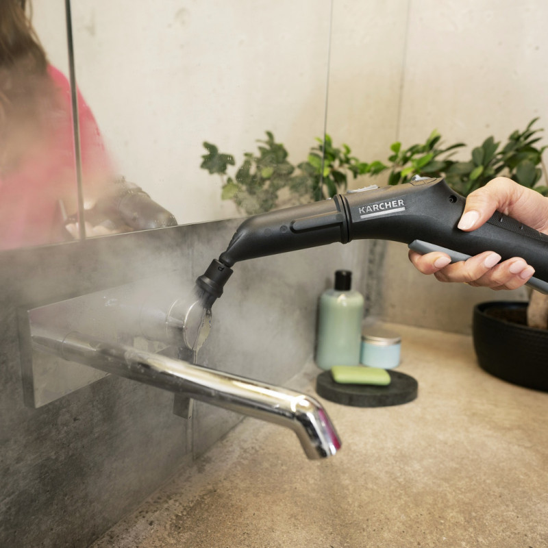 Aparat de curățat cu abur Karcher SC 2 EasyFix, 1500 W, 1 l, 3,2 bari, 75 m², timp de încălzire de până la 6,5 minute, protecție împotriva accesului copiilor, alb/negru