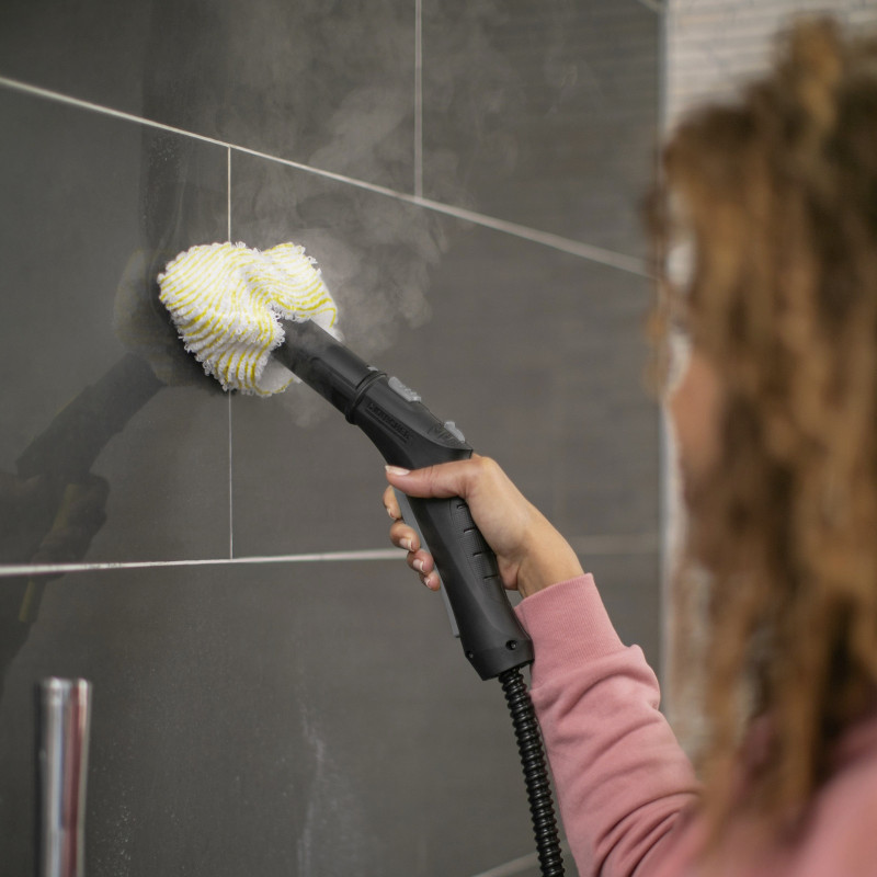 Aparat de curățat cu abur Karcher SC 2 EasyFix, 1500 W, 1 l, 3,2 bari, 75 m², timp de încălzire de până la 6,5 minute, protecție împotriva accesului copiilor, alb/negru