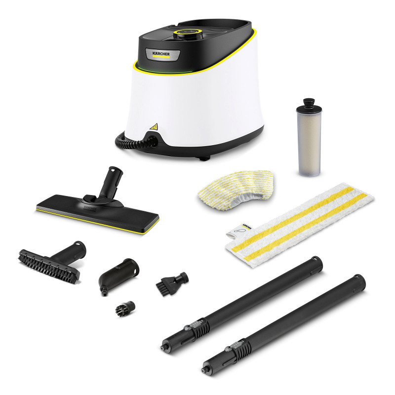 Aparat de curățat cu abur Karcher SC 3 Deluxe, 1900 W, 1 l, 3,5 bari, 75 m², Încălzire în 30 de secunde, indicator LED, Alb/Negru
