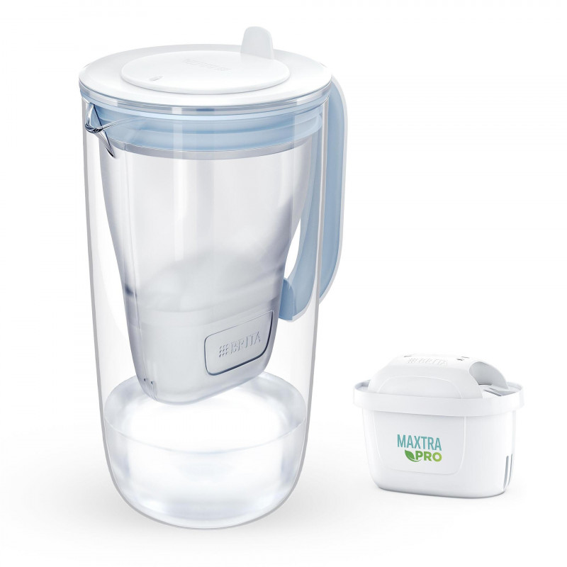 Cana filtrare apa Brita Maxtra PRO, 2,5 l, Indicator LED, Sticla borosilicata, Albastru deschis