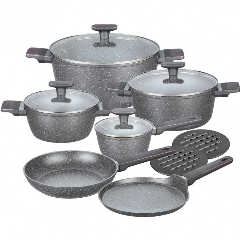 Se oale si tigai Klausberg KB 7832, 12 piese, Acoperire marmura, Inductie, Gri