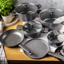 Se oale si tigai Klausberg KB 7832, 12 piese, Acoperire marmura, Inductie, Gri