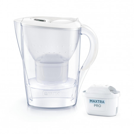 Cană de filtrare a apei Brita Marella Cool Memo, 2,4 l, indicator electronic Memo, filtru Maxtra Pro, fără BPA, alb