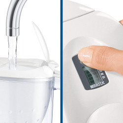 Cană de filtrare a apei Brita Marella Cool Memo, 2,4 l, indicator electronic Memo, filtru Maxtra Pro, fără BPA, alb