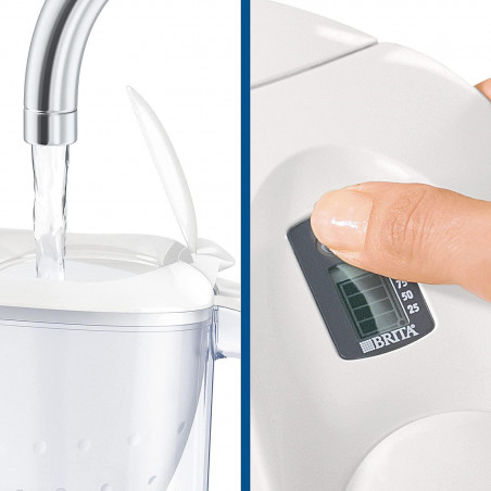 Cană de filtrare a apei Brita Marella Cool Memo, 2,4 l, indicator electronic Memo, filtru Maxtra Pro, fără BPA, alb