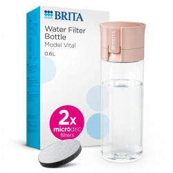 Sticlă filtrantă pentru apă Brita Fill & Go Vital, 600 ml, filtre MicroDisc, fără BPA, roz