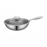 Tigaie wok cu capac Swiss Haus SH-ZGW28, 28 x 9 cm, 4 l, Acoperire ceramica Sapphire, Cuptor pana la 260°C, Inductie, Argintiu