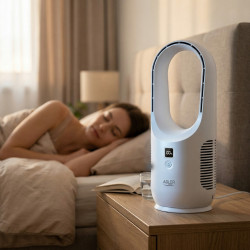 Ventilator de birou Adler AD 7343, Pana la 6 ore, 3 viteze, Afisaj LED, USB-C, Alb