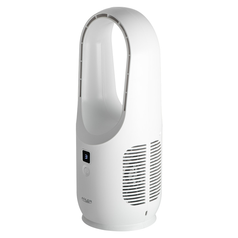 Ventilator de birou Adler AD 7343, Pana la 6 ore, 3 viteze, Afisaj LED, USB-C, Alb