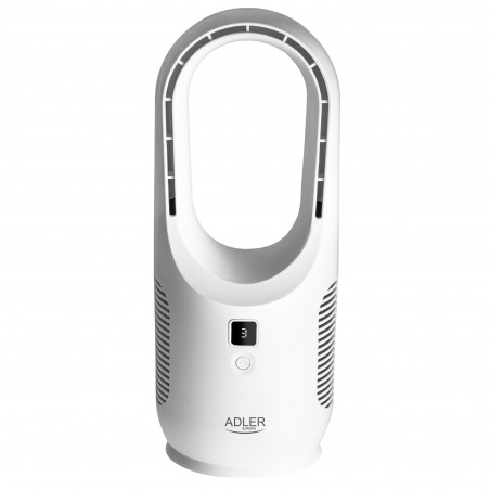 Ventilator de birou Adler AD 7343, Pana la 6 ore, 3 viteze, Afisaj LED, USB-C, Alb